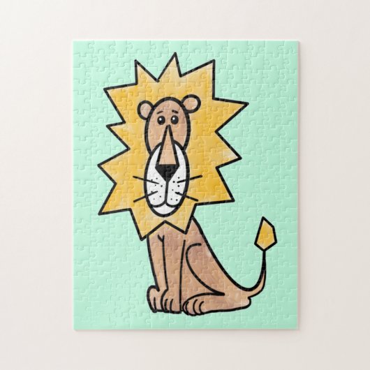 漫画かわいいライオンの子供たちレトロなサファリージャングル ジグソーパズル (縦)