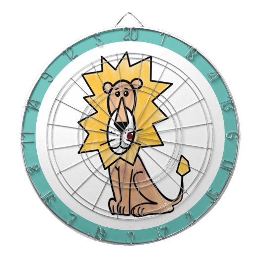 漫画かわいいライオンの子供たちレトロなサファリージャングル ダーツボード (正面)