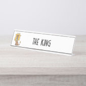 漫画かわいいライオンの子供たちレトロなサファリージャングル デスクネームプレート (正面)