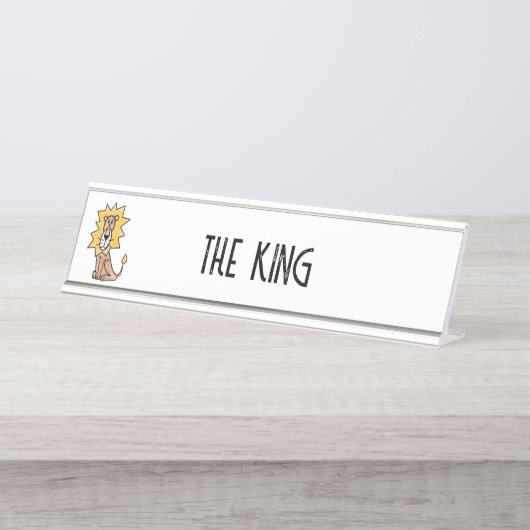 漫画かわいいライオンの子供たちレトロなサファリージャングル デスクネームプレート (正面)
