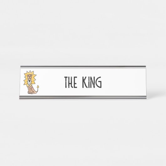 漫画かわいいライオンの子供たちレトロなサファリージャングル デスクネームプレート (正面)