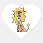 漫画かわいいライオンの子供たちレトロなサファリージャングル ハートシール (正面)