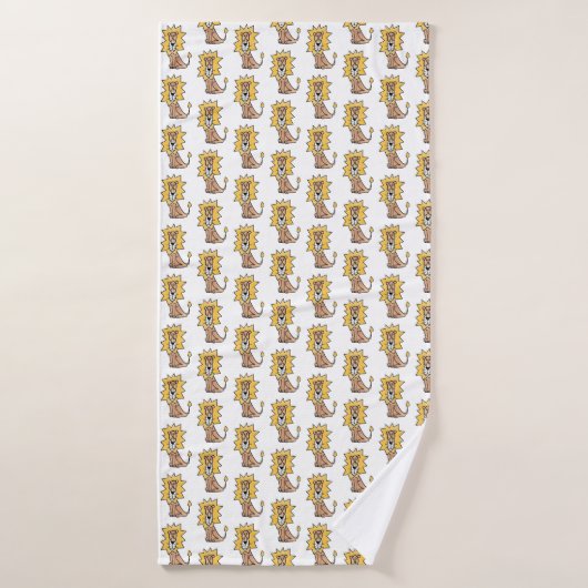 漫画かわいいライオンの子供たちレトロなサファリージャングル バスタオル (バスタオル)