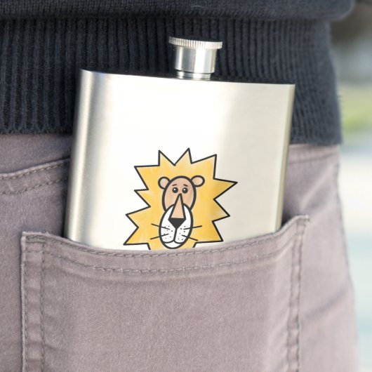 漫画かわいいライオンの子供たちレトロなサファリージャングル フラスク (インサイチュ)