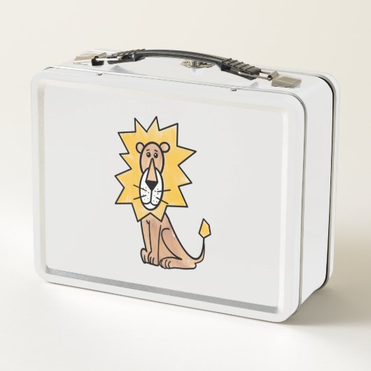 漫画かわいいライオンの子供たちレトロなサファリージャングル メタルランチボックス (裏面)