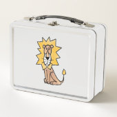 漫画かわいいライオンの子供たちレトロなサファリージャングル メタルランチボックス (正面)