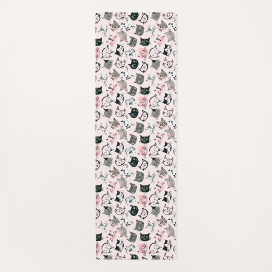 漫画かわいい子猫の顔 ヨガマット (正面)