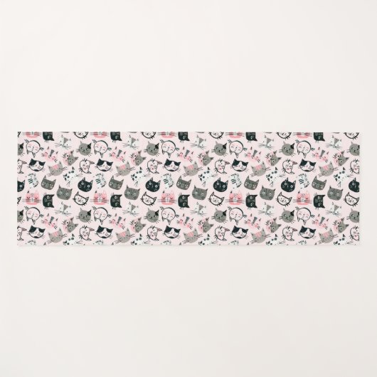 漫画かわいい子猫の顔 ヨガマット (正面(横))