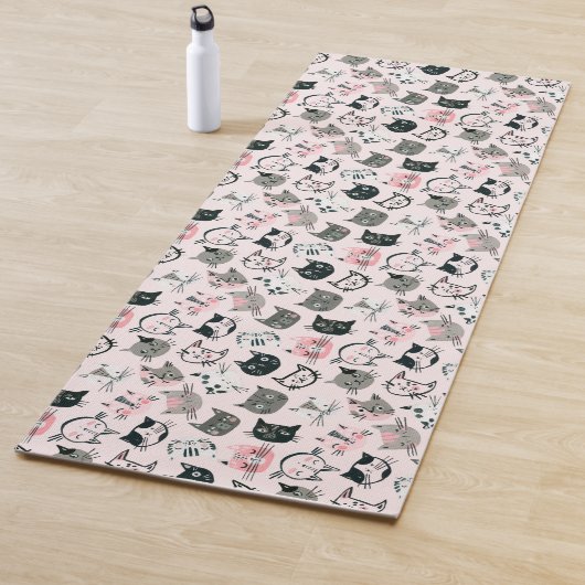漫画かわいい子猫の顔 ヨガマット (インサイチュ)
