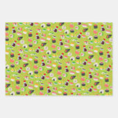 漫画かわいい寿司絵文字顔 ラッピングペーパーシート (正面3)