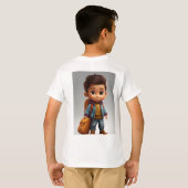 漫画かわいい小さなラティーノの男の子は秋服を着て Tシャツ (裏面フル)