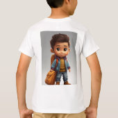 漫画かわいい小さなラティーノの男の子は秋服を着て Tシャツ (裏面)