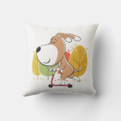 漫画かわいい犬の子犬のキックスクーター秋の公園 クッション (裏面)