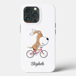 漫画かわいい犬の子犬の自転車サイクリング iPhone 13 PROケース
