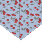 漫画かわいい赤いさくらんぼベリーグリーン葉のブルーバ テーブルクロス (アングル)