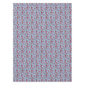 漫画かわいい赤いさくらんぼベリーグリーン葉のブルーバ テーブルクロス (正面)