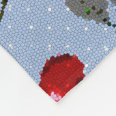 漫画かわいい赤いさくらんぼベリーグリーン葉のブルーバ フリースブランケット (角)