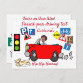 漫画がドライビングテストに合格パーソナライズされた ポストカード (正面/裏面)