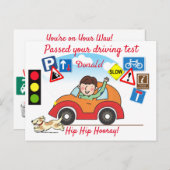 漫画がドライビングテストに合格パーソナライズされた ポストカード (正面/裏面)