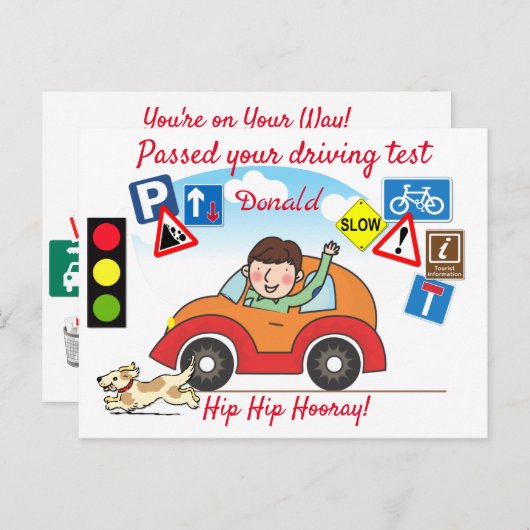 漫画がドライビングテストに合格パーソナライズされた ポストカード (正面/裏面)