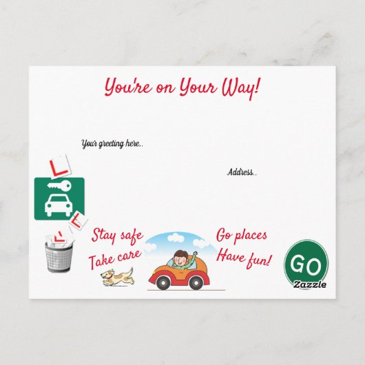 漫画がドライビングテストに合格パーソナライズされた ポストカード (裏面)