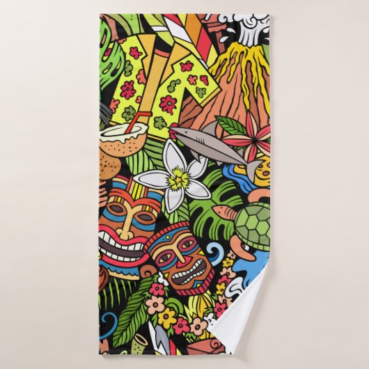 漫画がハワイをシームレスに見せる。背景  バスタオル (バスタオル)