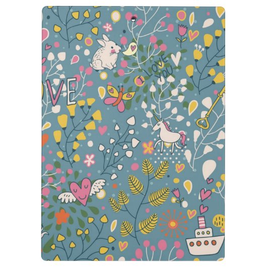 漫画が付いている抽象的でロマンチックなパターン クリップボード (裏面)