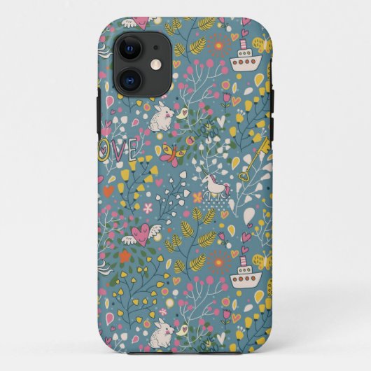 漫画が付いている抽象的でロマンチックなパターン Case-Mate iPhoneケース (裏面)