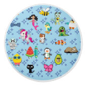 漫画が可愛い青い子ども漫画を引き付ける セラミックノブ (正面)