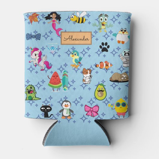 漫画が可愛い青い子ども漫画を引き付ける 缶クーラー (正面)