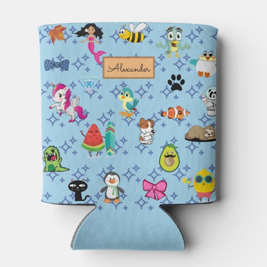 漫画が可愛い青い子ども漫画を引き付ける 缶クーラー (裏面)