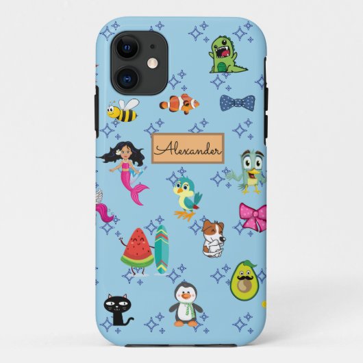 漫画が可愛い青い子ども漫画を引き付ける Case-Mate iPhoneケース (裏面)
