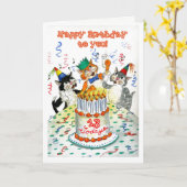 漫画が猫年齢別に13誕生日 カード (黄色い花)