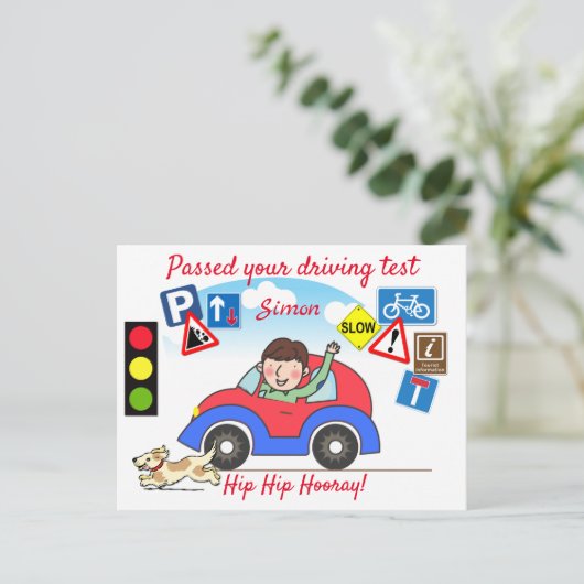 漫画が運転試験に合格しまパーソナライズされたした ポストカード (スタンド正面)