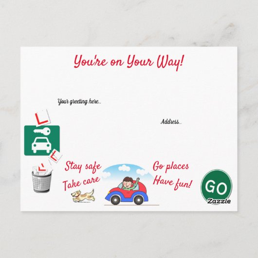 漫画が運転試験に合格しまパーソナライズされたした ポストカード (裏面)