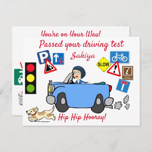 漫画が運転試験のポストカに合格パーソナライズされたした ポストカード (正面/裏面)
