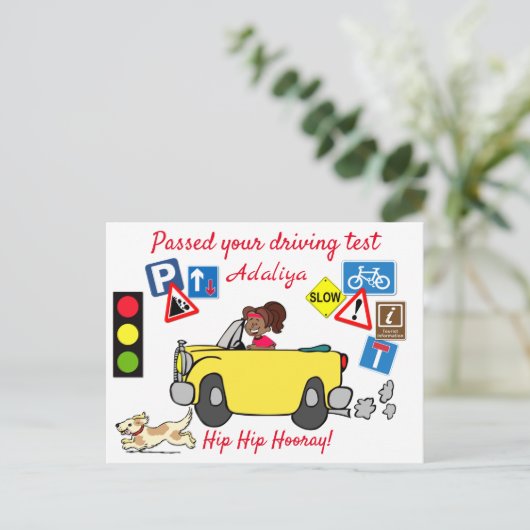 漫画が運転試験のポストカに合格パーソナライズされたした ポストカード (スタンド正面)