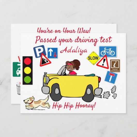 漫画が運転試験のポストカに合格パーソナライズされたした ポストカード (正面/裏面)