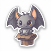 漫画こうもりイラストレーション シール (正面)
