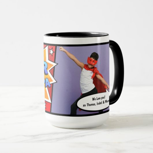 漫画すごいおじいちゃんの写真が孫のマグから マグカップ (正面右)