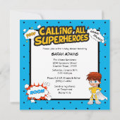 漫画すごいヒーローベビーシャワーボーイ招待状 招待状 (裏面)