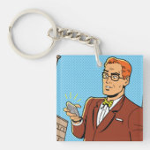 漫画で携帯電話を持った人 キーホルダー (正面)