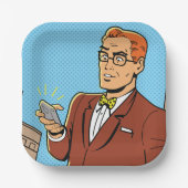 漫画で携帯電話を持った人 ペーパープレート (正面)