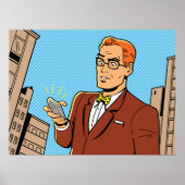 漫画で携帯電話を持った人 ポスター (正面)