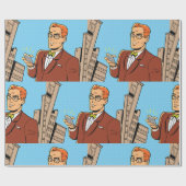 漫画で携帯電話を持った人 ラッピングペーパー (フラット)