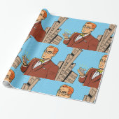 漫画で携帯電話を持った人 ラッピングペーパー (アンロールド)