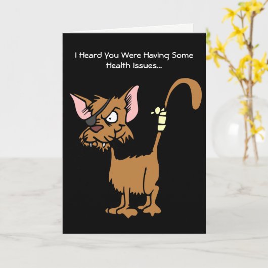 漫画によって傷つけられる猫の挨拶から井戸をすぐに得て下さい カード (黄色い花)