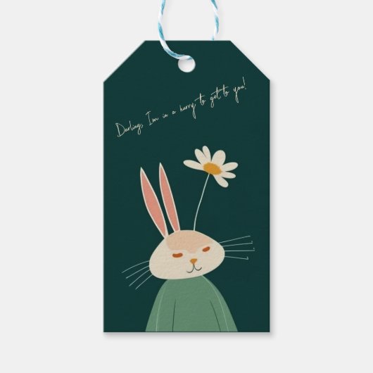 漫画のうさぎ、バレンタインデー ギフトタグ (正面)