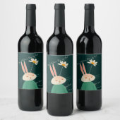 漫画のうさぎ、バレンタインデー ワインラベル (ボトル)