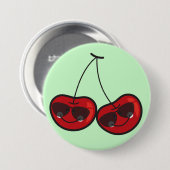 漫画のおもしろいとカッコいいサングラス付き生意気なさくらんぼ 缶バッジ (正面&裏面)